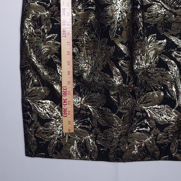 Alex Evenings Dress 10 Women Damask Metallic Sheath Jewel Beaded Belt Zip NYE - Picture 11 of 12